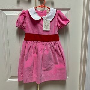 Tbbc pink velvet Cindy Lou dress with red sash nwt